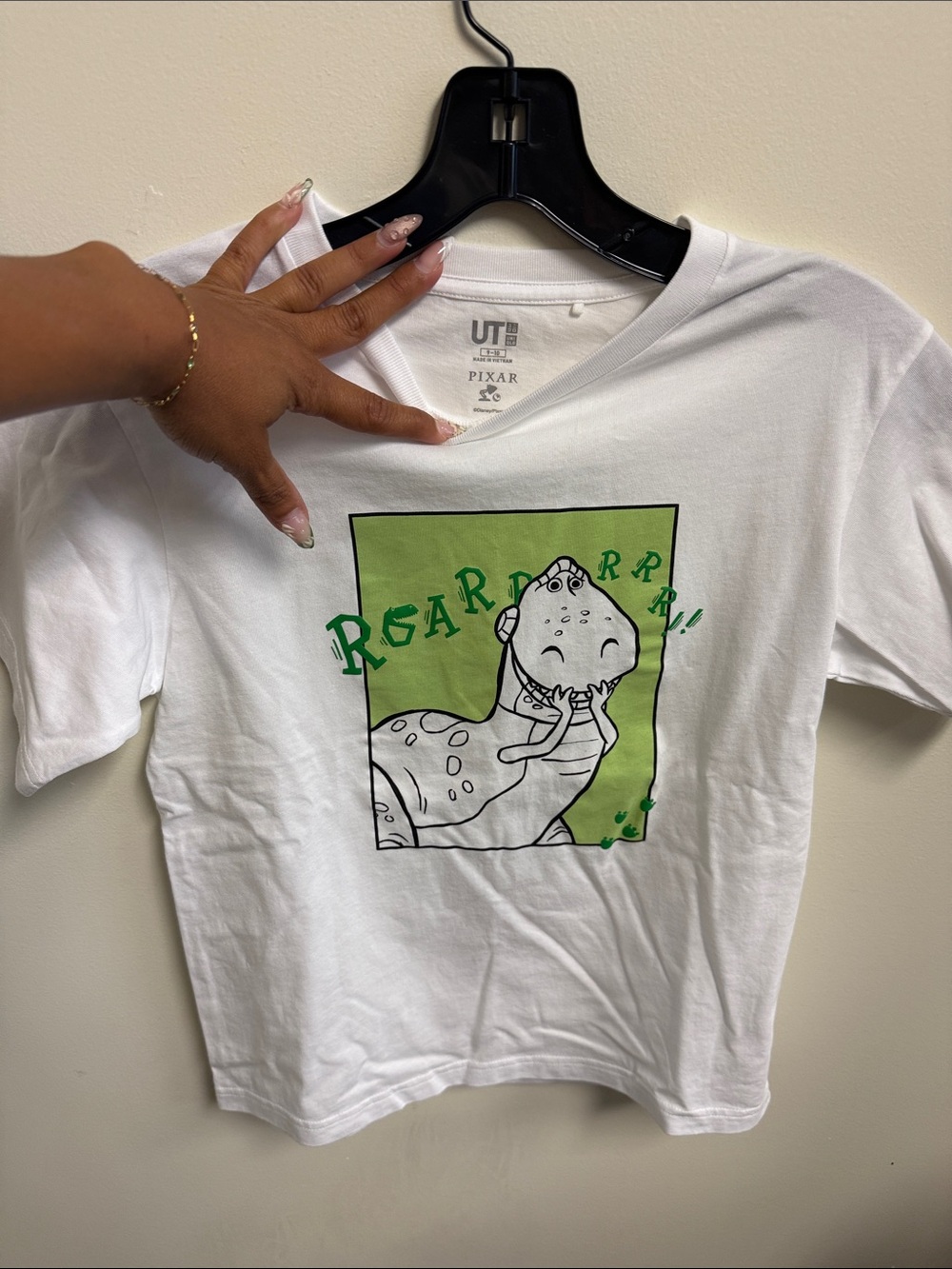 Uniqlo UT Pixar White Graphic Tee with Green Dino Toy Story